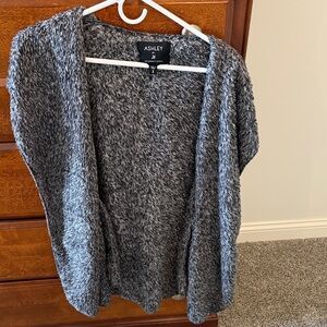Ashley By 26 International Gray Open-Front Fuzzy Knit Cardigan Vest
